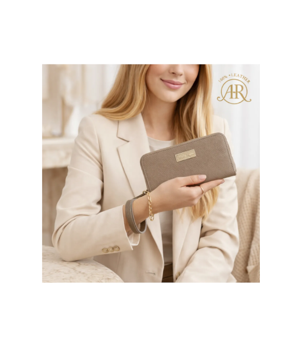 BILLETERA WRISTLET BEIGE TAUPE EN ESTAMPADO VIBORA-MUJER